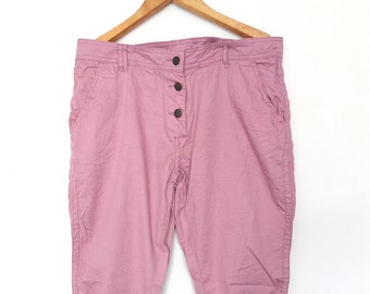 Pantalones vintage rosa polvoriento: pantalones casuales de verano para mujer, talla 46