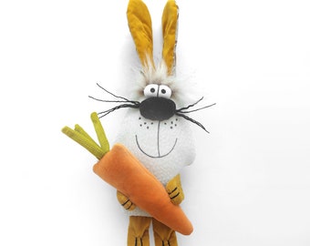 Muñeca de conejo de tela hecha a mano, regalo infantil encantador, muñeca de conejo artesanal