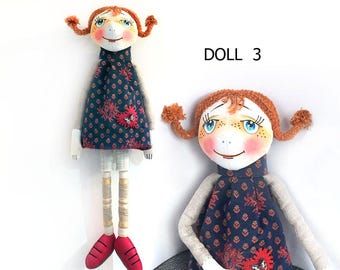 Muñeca de trapo textil hecha a mano: regalo para baby shower, muñeca de autor de tela hecha a mano