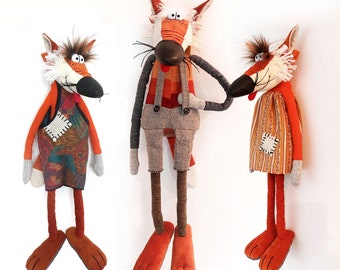 Muñeca de zorro hecha a mano: muñeca textil de reliquia, regalo para baby shower