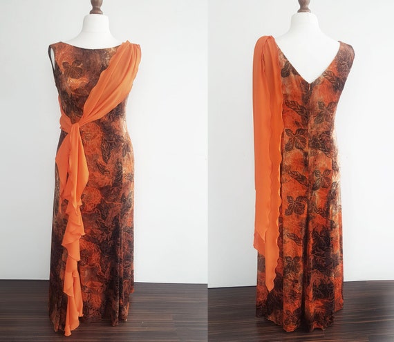 XL orange and brown long dress, Long party dress,… - image 2