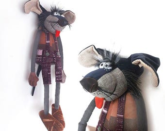 Regalo artesanal para baby shower: Muñeco de trapo de perro grande, perro de tela hecho a mano, decoración para la habitación del bebé