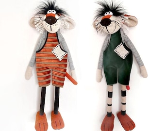 Muñeca de tigre textil hecha a mano, muñeca de trapo de colección, decoración para habitación infantil, regalo para baby shower