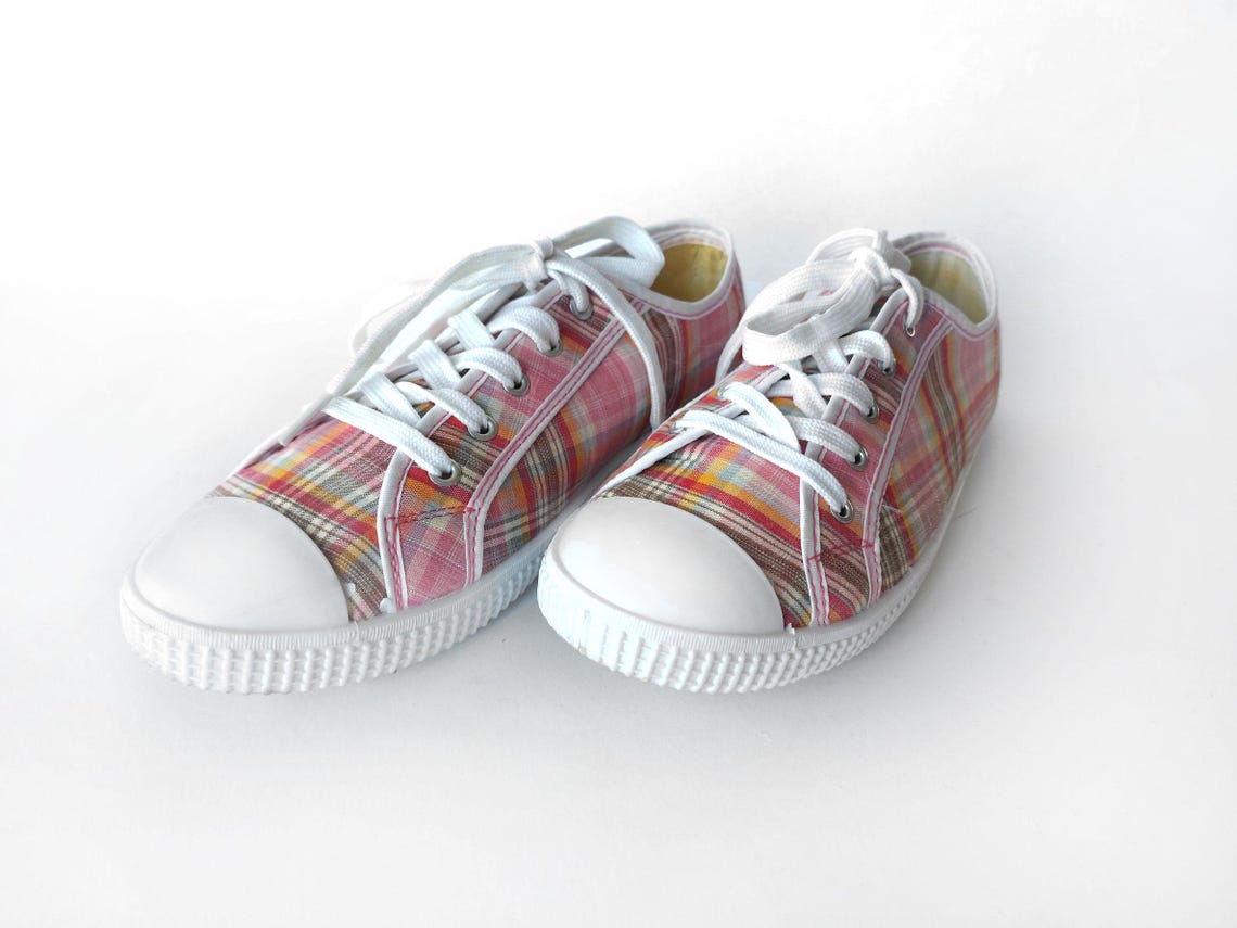 Vintage Checkered Sneakers: Pink & White Everyday Shoes, Sport Shoes- EU 40, foto 1 di 5