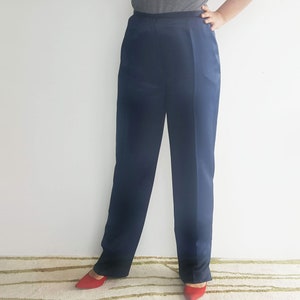 Jahrgang dunkel blaue Hose, Damen Hose, blaue Hose, klassischen Stil, formale Hose, Arbeitshose, Hose, Büro, Zero Waste, Größe L / XL