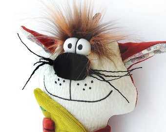 Regalo artesanal para baby shower: Muñeca de trapo de gato, juguete textil para gatitos, gato de autor