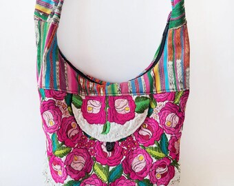 Vintage Embroidered Crossbody Bag, Handmade Boho Floral Shoulder Bag, Folk Art Purse, Colorful Textile Bag, Festival Hippie Bag