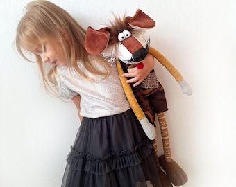 Regalo artesanal para baby shower: Muñeco de perro grande de tela, decoración para habitación infantil, perro de autor