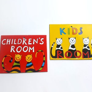 Kids door sign, Metallic door decors with cats for children’s room, Children’s Door Sign, Kids Playroom Sign, Hand made.