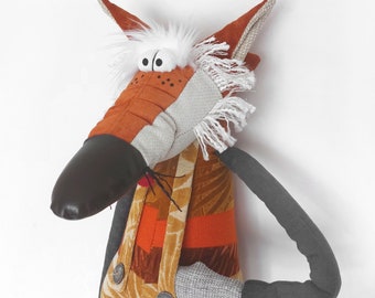 Muñeco de zorro textil hecho a mano: decoración infantil, regalo para baby shower