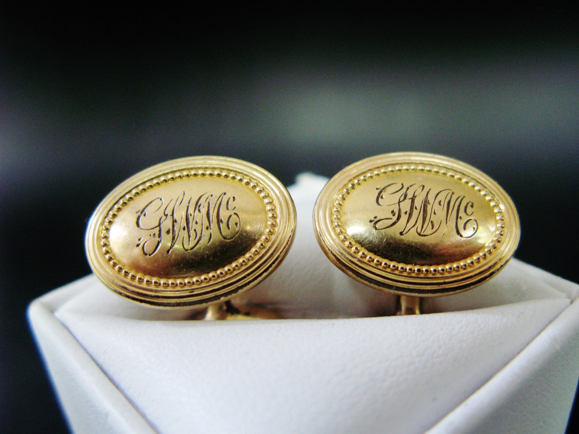 Vintage Krementz Cufflinks Gold Plated Monogrammed GWMc Etsy