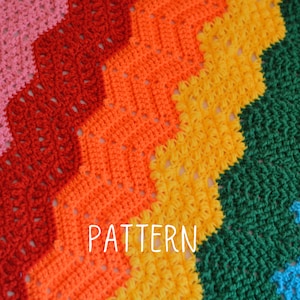 PDF Crochet Pattern - Rainbow Ripple Blanket