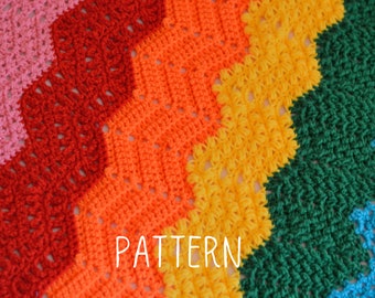 PDF Crochet Pattern - Rainbow Ripple Blanket