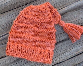 Ready to Ship!  3-6 Month Orange Knit Stocking Cap