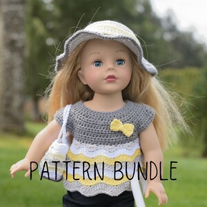 PDF Häkelanleitung Bundle - Ripples & Ridges Outfit und Accessoires für 18" Dolls