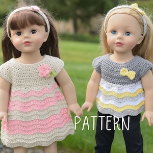 PDF Crochet Pattern - Ripples & Ridges Outfit for 18" Dolls