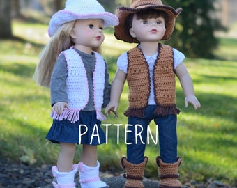 PDF Crochet Pattern - Cowgirl Set for 18" Dolls