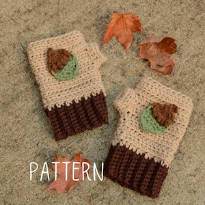 PDF Crochet Pattern - Acorn Fingerless Gloves