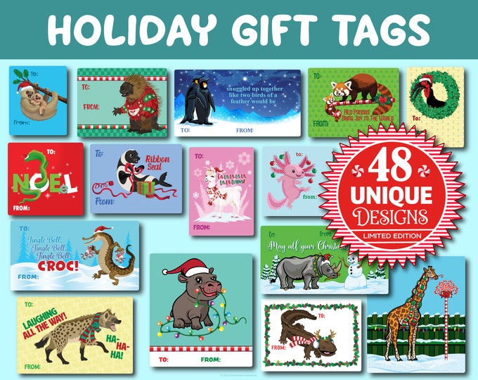 Animal Sticker Gift Tags | Etsy