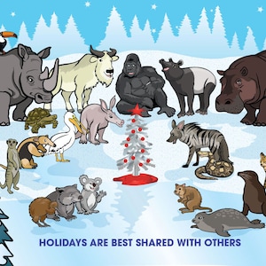 Wild Animal Group 12-Pack - Holiday Cards
