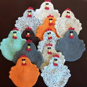 Double Thick Crochet Chicken Potholder, Handmade Chicken Hot Pad, Chicken Trivet, Chicken Kitchen Décor, Funny Chicken, Pot holder, Hot Pad,