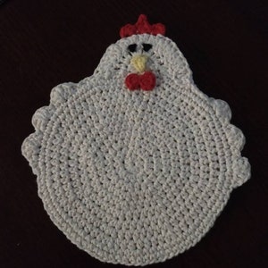 Double Thick Crochet Chicken Potholder, Handmade Chicken Hot Pad, Chicken Trivet, Chicken Kitchen Décor, Funny Chicken, Pot holder, Hot Pad, image 8