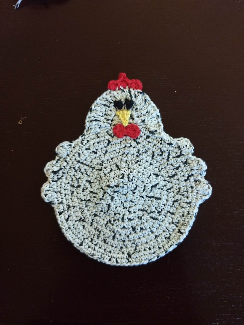 Double Thick Crochet Chicken Potholder, Handmade Chicken Hot Pad, Chicken Trivet, Chicken Kitchen Décor, Funny Chicken, Pot holder, Hot Pad, image 2