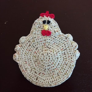 Double Thick Crochet Chicken Potholder, Handmade Chicken Hot Pad, Chicken Trivet, Chicken Kitchen Décor, Funny Chicken, Pot holder, Hot Pad, image 9