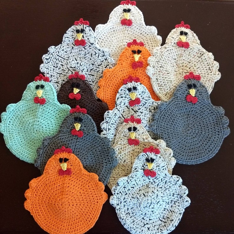 Double Thick Crochet Chicken Potholder, Handmade Chicken Hot Pad, Chicken Trivet, Chicken Kitchen Décor, Funny Chicken, Pot holder, Hot Pad, image 1