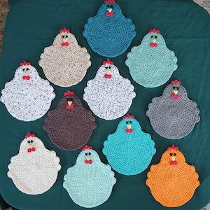 Chicken Potholer | Crochet Double Thick Hot Pad | Chicken Trivet | Handmade | Chicken Kitchen Décor | Funny Chicken Pot holder