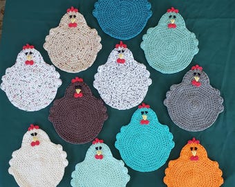 Chicken Potholer | Crochet Double Thick Hot Pad | Chicken Trivet | Handmade | Chicken Kitchen Décor | Funny Chicken Pot holder