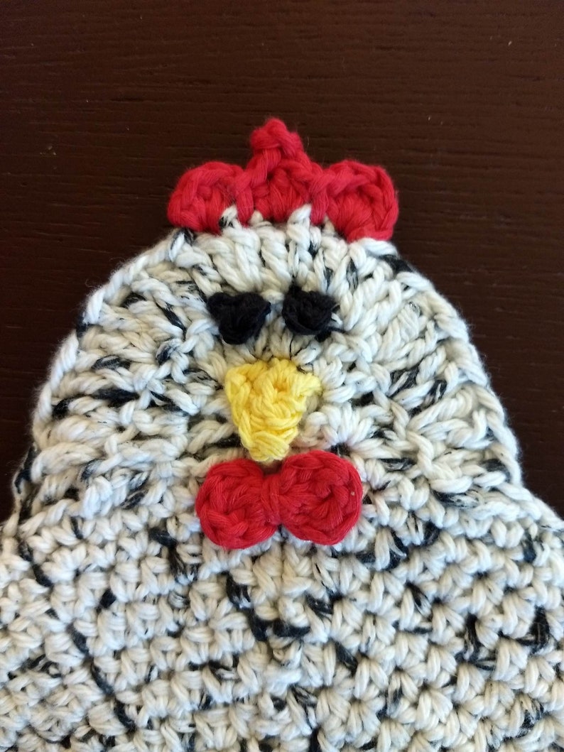 Double Thick Crochet Chicken Potholder, Handmade Chicken Hot Pad, Chicken Trivet, Chicken Kitchen Décor, Funny Chicken, Pot holder, Hot Pad, image 3