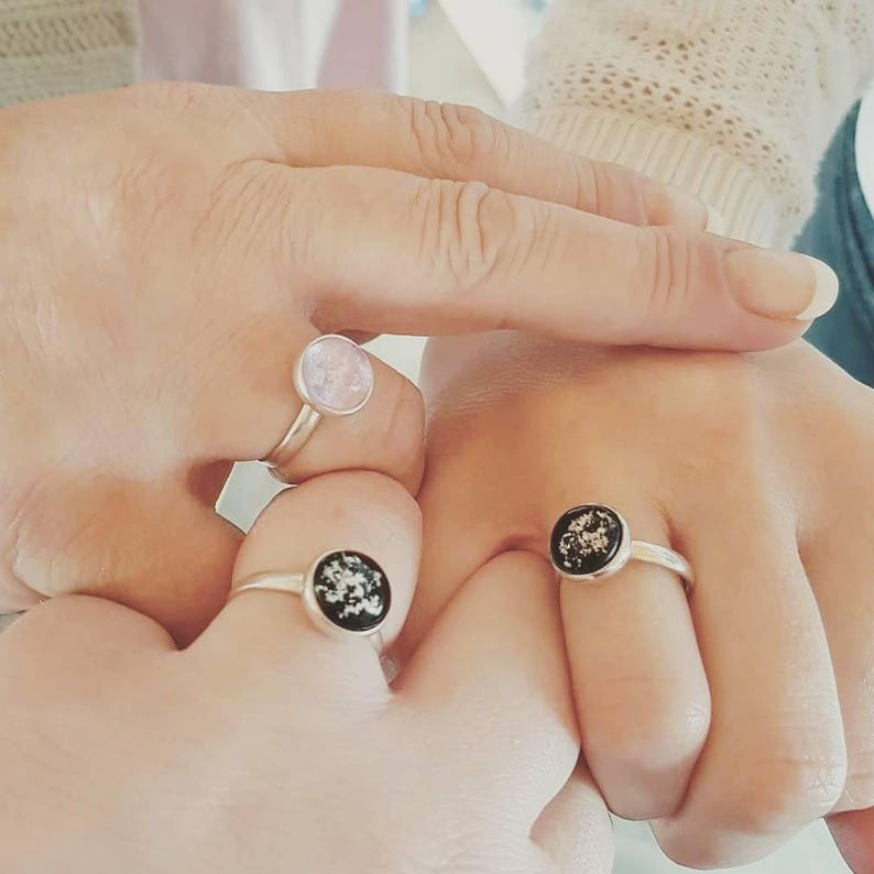Ashes Sterling Silver Round or Oval Ring x