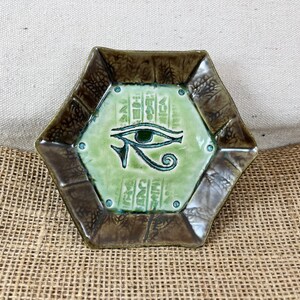 Metallic Green Eye of Horus, Egypt, Egyptian, Hieroglyph Altar Tray