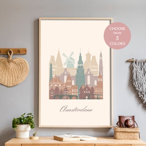 Amsterdam print, travel poster, city map, downloadable prints Amsterdam, modern prints art, office decor prints, Netherlands, Holland