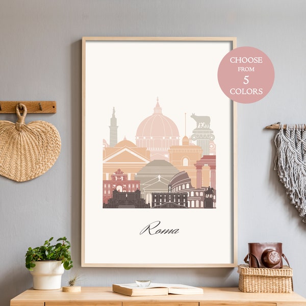 Rome travel inspired decor, Italy, minimalist office decor, downloadable wall art print, poster for living room, cottage chic