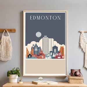 Art imprimable sur les toits d'Edmonton, cadeau personnalisé pour les mariages, les anniversaires ou toute autre occasion spéciale. Téléchargement numérique pour personnalisation