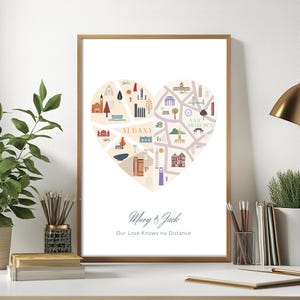 Carte personnalisée en forme de coeur pour les relations longue distance, 1 an d'anniversaire, cadeau pour petit ami, cadeau pour elle et lui, cadeau de la Saint-Valentin