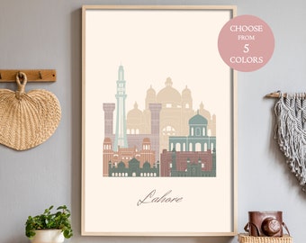 Lahore travel decor for office, Pakistan, Punjab, wall art decor bedroom, digital art print download, living room poster