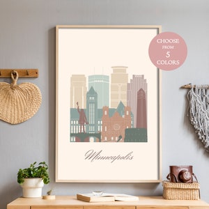 Minneapolis maps, MN, Minneapolis illustration, wall art prints colorful, downloadable wall prints, cityscape drawings, city prints gift
