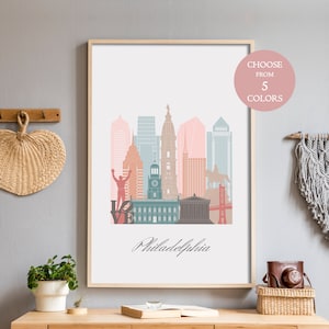 Philadelphia art print, digital print, map print, map wall art, wall decor, minimalist office wall art, travel poster, cityscape print