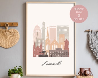 Louisville City prints minimal, KY, travel inspired decor, wall art decor bedroom printable, downloadable prints minimalist, living room