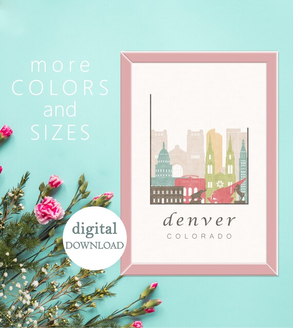 Denver Gifts Colorado Co Prints Wall Art Modern Etsy