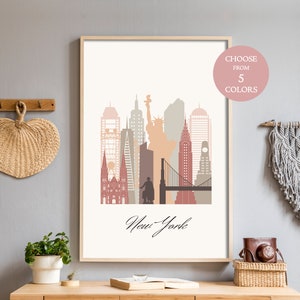 New York new home printable, NY, map art New York, poster digital download, minimalist home decor, cottage chic