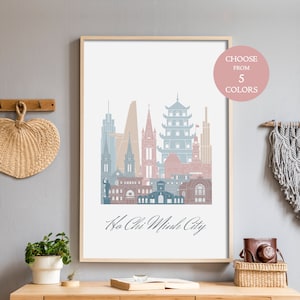 Ho Chi Minh City map, travel decor for wall, map travel, digital download art, art prints colorful, home decor ideas, art gift