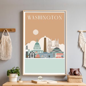 Custom Washington DC skyline printable, perfect as a family vacation memory or unique gift for any occasion