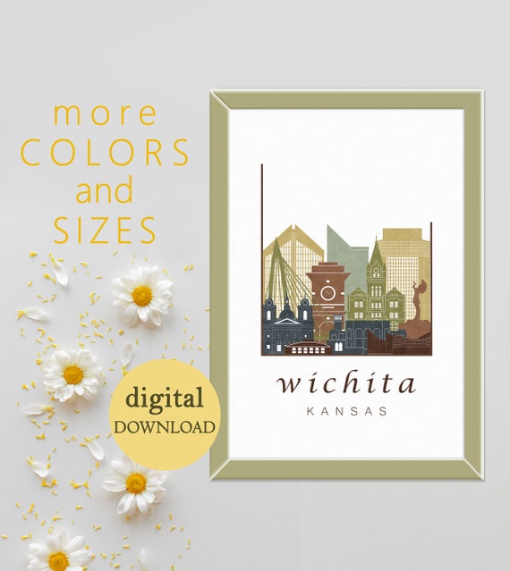 Wichita Downloadable Prints Bedroom Ks Travel Theme Home Decor Wall Art Download Office Poster Download Travel Rustic