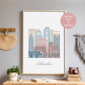 Columbus print, city poster print, download wall art, wall print printable, poster and print aesthetic, boho art print digital, city prints