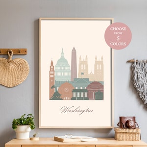 Washington DC office wall art download, living room decor modern, minimalist art printable digital download print travel downloadable prints