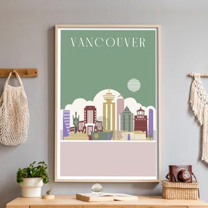 Vancouver art, digital download prints, living room wall decor, downloadable prints city, office decor wall art, travel poster printable